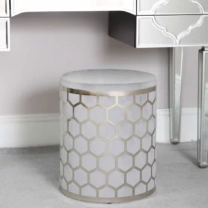 Lottie Grey Velvet Stool