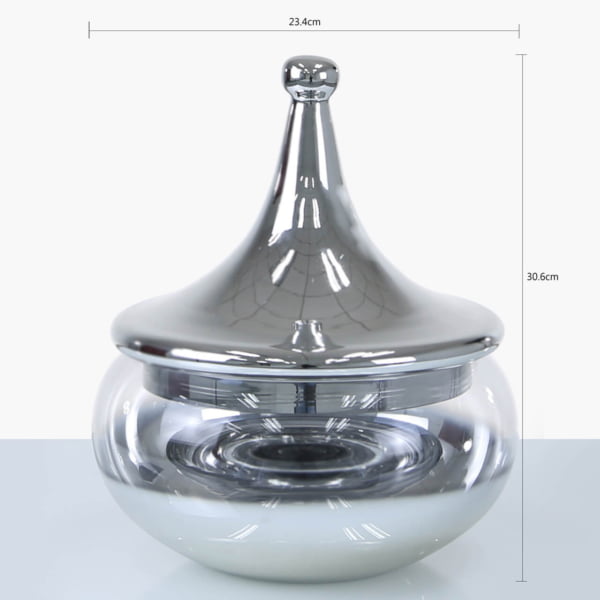 Medium Clear Vase with Silver Top