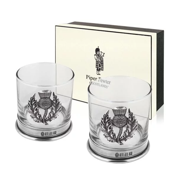 Piper Pewter Thistle Whiskey Glass Set - Image 2