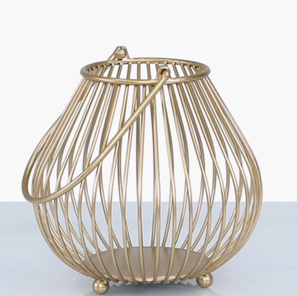 Gold Basket Candle Holder - Large