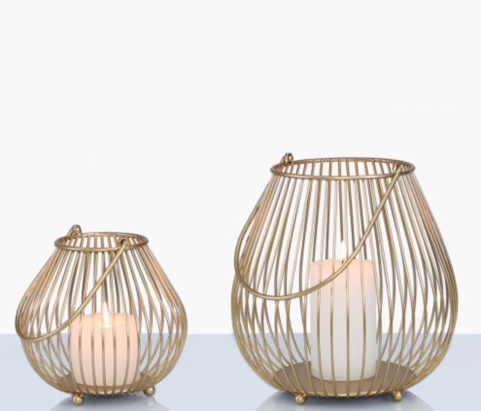 Gold Basket Candle Holder - Large - Image 2