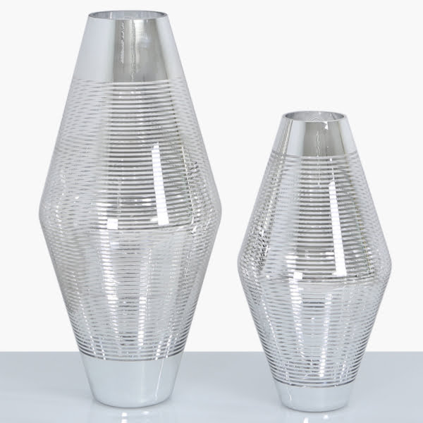 Silver Stripe Glass Vase