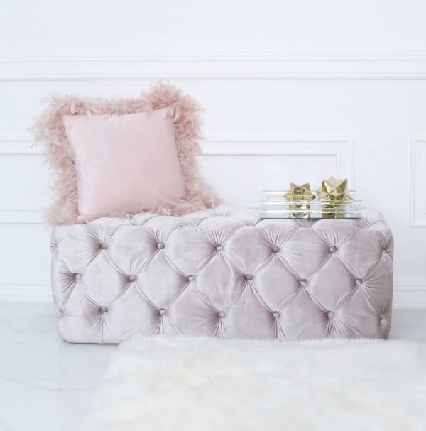 Soft Pink Buttoned Bench