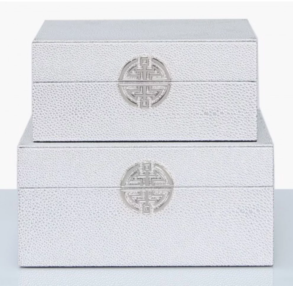 Silver Faux Leather Boxes
