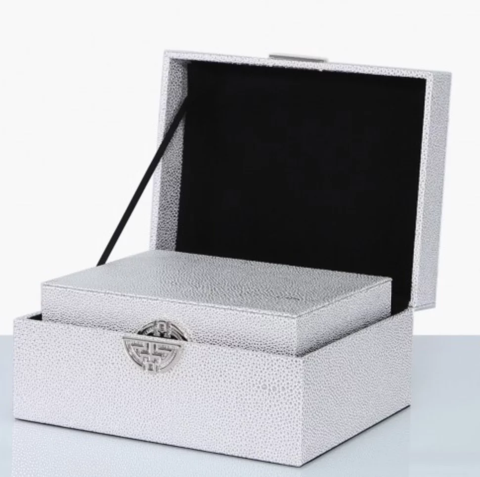 Silver Faux Leather Boxes - Image 2