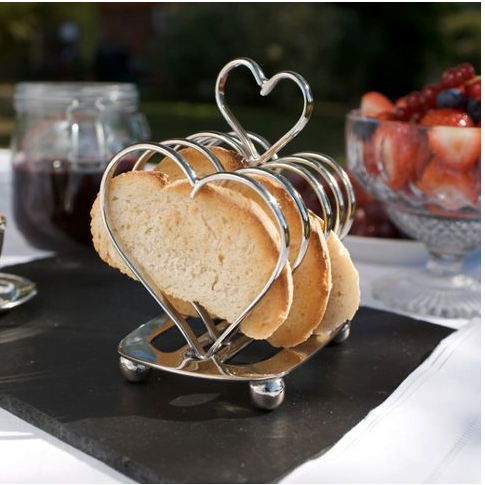 A heart shaped toast rack to place slices of toast on