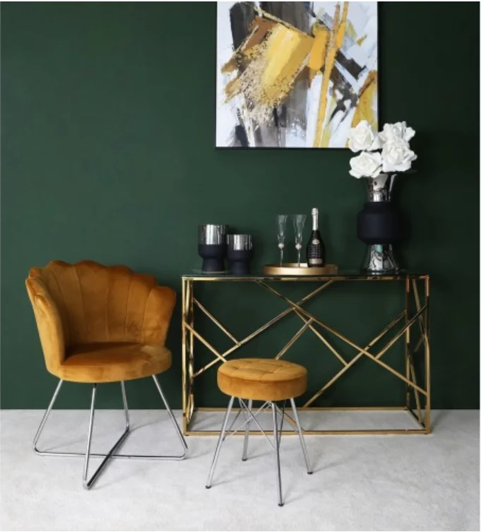 Mustard Yellow Velvet Shell Chair