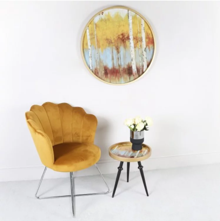 Mustard Yellow Velvet Shell Chair