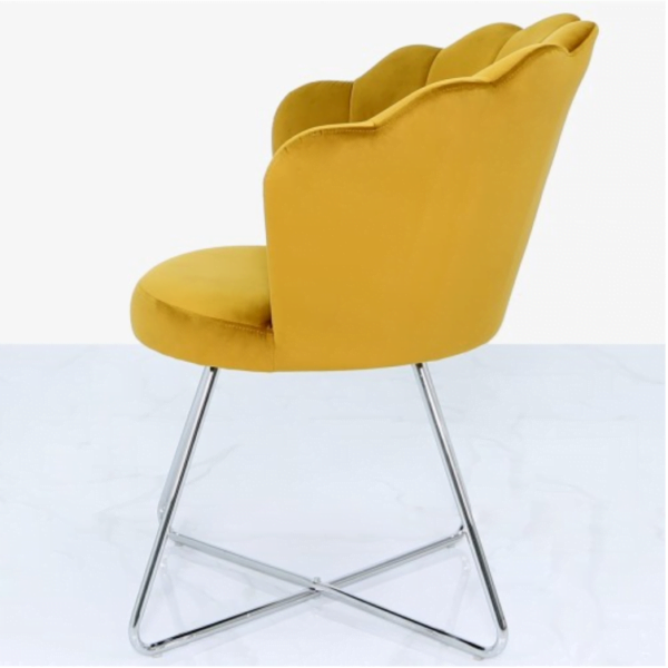 Mustard Yellow Velvet Shell Chair