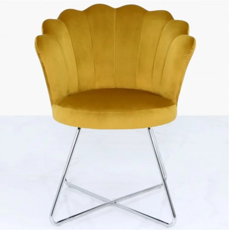 Mustard Yellow Velvet Shell Chair