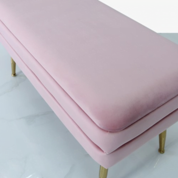 Pink Velvet Storage Ottoman