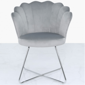 Silver Velvet Shell Chair