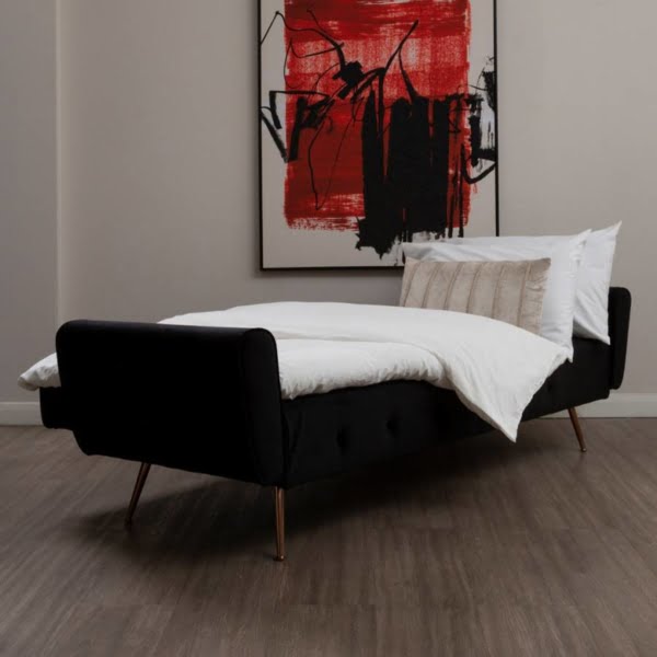 Bijou Black Velvet Sofa Bed
