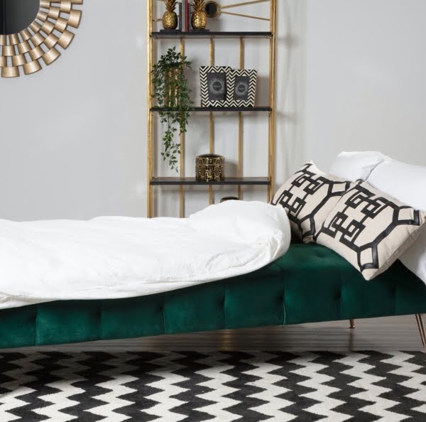 Bijou Green Velvet Sofa Bed