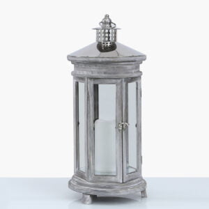 Apollo Grey Wooden Lantern