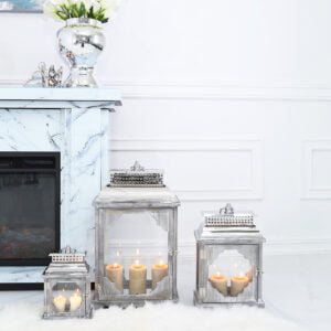 Ciana Grey Wooden Lanterns