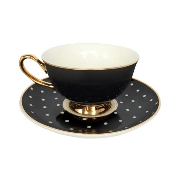 Daisy Black & White Spot Teacup