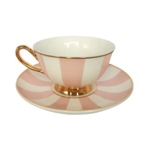 Lily Pink & White Stripe Teacup