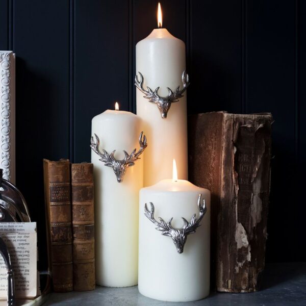 Set of Three Large Stag Candle Pins