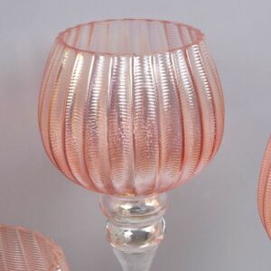 Set of Three Pearl Pink Candle Holders