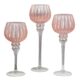 Set of Three Pearl Pink Candle Holders