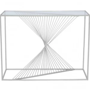 Stellar Silver & Glass Console Table