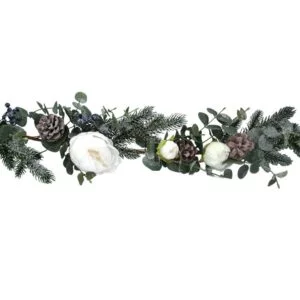 White Peony & Fir Cones Garland