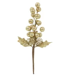Gold Glitter Berries Pick