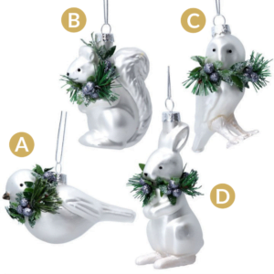 White Glass Animals with Wreath - Choose from 4 Animals!