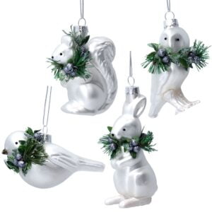 White Glass Animals with Wreath - Choose from 4 Animals!
