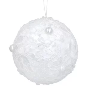 White Lace Bauble with Pearls