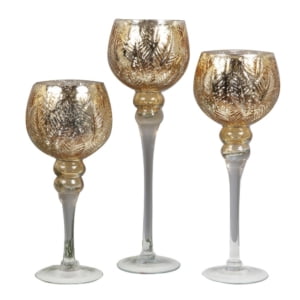 Set of Three Gold & Silver Candle Holders