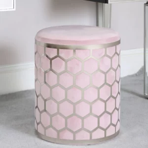Lottie Pink Velvet Stool