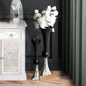 Mila Matt Black & Silver Vase
