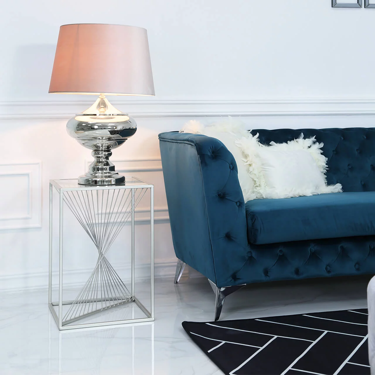 Stellar Silver & Glass Side Table