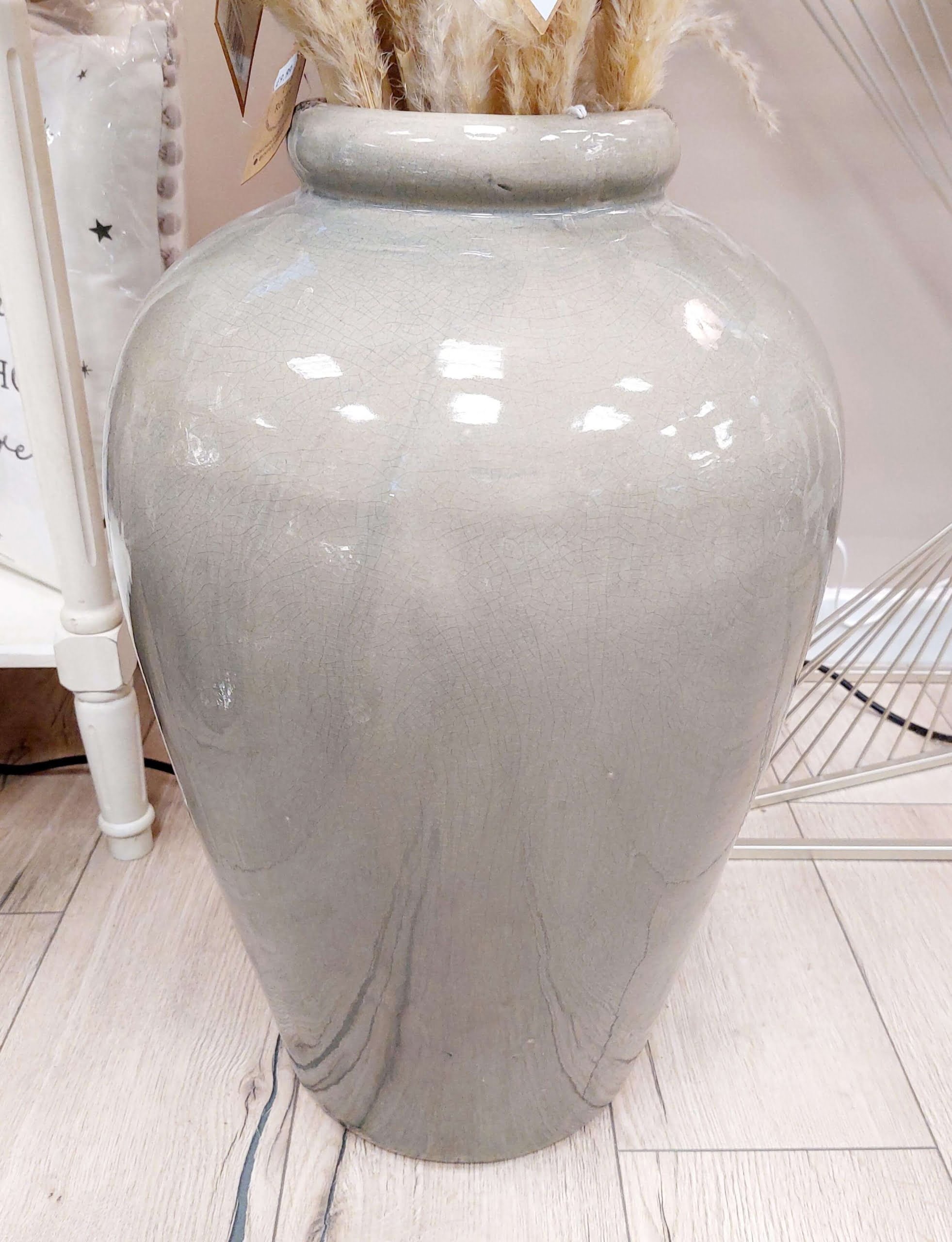Santo Grey Glazed Tall Vase