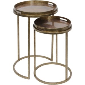 2 Side Tables with Gold Atlas Design